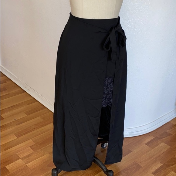 Zara black wrap double goth skirt with lace S - Picture 1 of 5